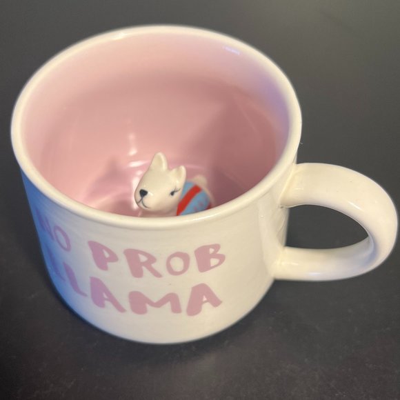 Whimsical Cupboard NO PROB LLAMA Mug w/ Peekaboo Llama ~ 10 Strawberry Street - Picture 1 of 7